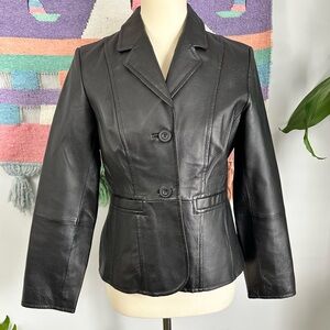 Petite Sophisticate Black Leather Moto Jacket, Biker B2